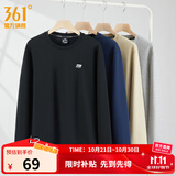 361°运动卫衣男秋季新款圆领套头运动上衣男百搭服饰御寒保暖 【推荐】超级黑 M