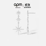 APM Monaco 三流星六芒星耳坠银耳钉女耳饰设计 情侣生日送女友礼物 三流星耳环