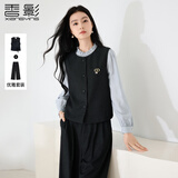 香影【都市雅绅】通勤气质套装女2026春季新款衬衫马甲裤子三件套 藏青 马夹+裤子 M