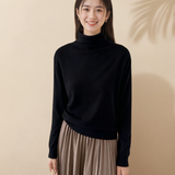 【京东直采】100%纯羊毛衫冬季款女装内搭打底衫纯色毛衣 黑色 【宽松高领】 L 建议体重（110-150斤）