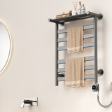 艾芬达（AVONFLOW）电热毛巾架智能定时一体免打孔浴室毛巾衣物收纳烘干除湿置物GD22 枪灰 | GD22 | 右出线