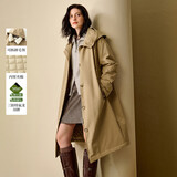 茵曼（INMAN）茵曼夹棉三防可拆毛领棉服2025冬女装新款长款风衣外套 卡其色 M