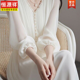 恒源祥连衣裙女2025新款中长款高级感礼服气质修身简约重工长款裙子 白色 L 建议115-130斤