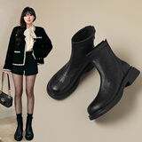 ZHR平底短靴女2025冬新款加绒英伦马丁靴女显瘦雪地靴子女JF307A黑37