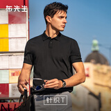 布先生佟大为同款翻领纯色针织男士t恤夏凉感透气短袖衫 钢琴黑（两粒扣） L (175)