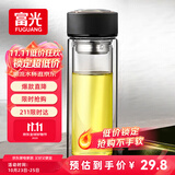 富光 男女士双层玻璃杯 水杯 支持团购定制 304杯子泡茶杯400ML黑