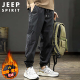 JEEP SPIRIT吉普休闲裤男秋冬季潮流工装裤子哈伦冲锋束脚裤 黑色 XL