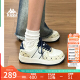 KAPPA卡帕女鞋厚底板鞋女2025秋季新款软底休闲运动鞋子女百搭小白鞋女 经典白/芭蕉绿 012C 37