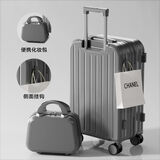 小米粒行李箱新款拉杆箱密码箱万向轮学生大容量结实耐用旅行皮包登机箱 218星空灰子母箱 26寸(适合10-13天)