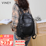 viney牛皮双肩包女大容量高颜值书包旅游轻便旅行包背包生日礼物送女友