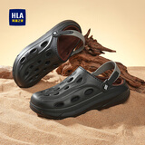 海澜之家HLA男鞋加绒勃肯鞋男士洞洞鞋休闲鞋HAALXM2EBK093 黑色加绒44/45