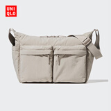 优衣库男装女装休闲挎包单肩包防泼水背包481630 31 米色 33.5 × 11 × 26.5 cm
