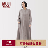 无印良品（MUJI）女式 法兰绒 立领长袖连衣裙女装裙子纯棉连身裙25年秋季 米色 S (155/80A)