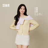 森马（Semir）陈都灵|针织开衫女25年冬短款图案刺绣正肩圆领毛衫109725106007