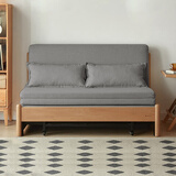 源氏木语实木沙发床现代简约多功能可折叠床北欧风小户型客厅两用双人沙发 1.55m山毛榉原木色(灯草灰)