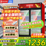 格点大容量饮料柜商用冰柜直冷藏展示柜酒水柜纯风冷无霜保鲜柜超市玻璃门冰箱立式啤酒柜 双门下机组直冷 7挡调温基础款