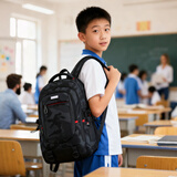 Edison初中生书包大容量双肩包多隔层防泼水高中学生背包 K052-9迷彩黑