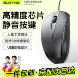 SUOYING【TOP榜第一名】鼠标有线游戏电竞专用电脑办公笔记本静音usb机械人体工学台式通用配件无&声带线 加强款【高精度芯片】静音按键丨光学传感丨手感舒适 防滑滚轮+人体工学设计+即插即用+防滑