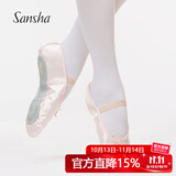 三沙（Sansha）芭蕾舞鞋女儿童练功鞋缎面公主软鞋一块底入门可穿4S英缎28