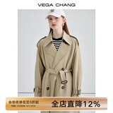 VEGA CHANG风衣女中长款2025秋季知识分子大衣小个子英伦风外套 摩卡棕 S