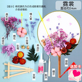 耀好扇子DIY团扇手工制作材料包永生花干花手工活动作品成人工艺品自己做新年元旦年会活动 DIY材料包-霓裳