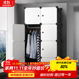 安尔雅 简易衣柜塑料组装双人衣橱现代简约组合单人卧室收纳衣柜出租房