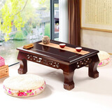 臻若兰  实木雕花飘窗桌欧式榻榻米茶几现代简约炕桌和室几阳地台矮桌 栗红色【50*40*28】