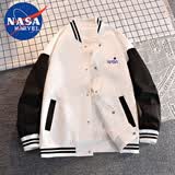 NASA MARVEL官方夹克男春秋外套美式棒球服休闲潮牌时尚百搭情侣装 白色 L