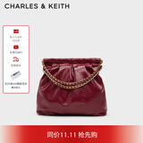 CHARLES&KEITH子母链条大容量流浪包托特包单肩斜挎包女包生日礼物CK2-40671449 Burgundy葡萄酒红色 L