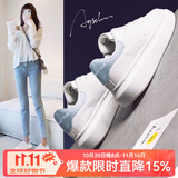 奥古狮登小白鞋女2025新款百搭休闲白色板鞋子女军训运动鞋女舒适轻便女鞋 10216浅蓝【四季款】 37