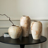 京东鲜花 中式陶瓷花瓶复古陶罐侘寂风高端装饰品摆件玄关插花水培鲜花