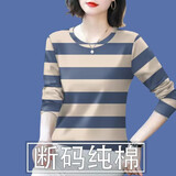 捡漏纯棉剪标女装2026新款秋季减龄长袖遮肚T恤女上衣潮 21053【杏蓝-版】特价款非纯棉 XL 建议110-125
