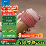 乐扣乐扣（LOCK&LOCK）咖啡杯耐热玻璃水杯子男女学生便携式双饮吸管杯随手杯500ML粉色