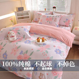北极绒100%纯棉被套单件全棉斜纹被罩学生宿舍被单单双人四季床上套件 闲趣花开X 1.8m床四件套【被套200*230cm】