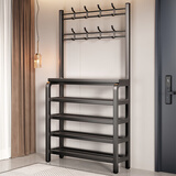 木双福门口多层铁艺鞋架衣帽架一体多功能家用鞋架子大容量鞋子架鞋帽架