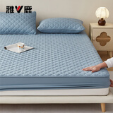 雅鹿床笠单件床罩1.8x2米加厚席梦思夹棉床单床垫套防尘罩防滑保护套 升级款-几何-雾蓝【加厚】 180*200cm三件套【床笠+枕套*2】