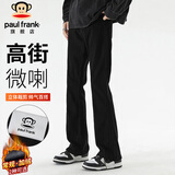大嘴猴（paul frank）牛仔裤男士冬季高街微喇裤子男修身百搭休闲裤男裤 黑色 XL