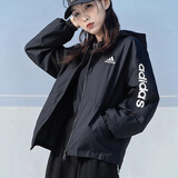 阿迪达斯（adidas）外套女装2026秋季新款运动服梭织透气连帽休闲上衣防风夹克棒球服 H07842黑色/梭织 M 推荐110-120斤