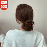 晓色低丸子头发饰假发圈女自然蓬松真发女懒人发饰盘发神器发圈女百搭 F2396卷发假发发圈-深棕色