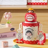 杯具熊（BEDDYBEAR）开口笑双饮盖儿童保温杯带吸管水杯316钢大容量保温壶600ML喵兔丸