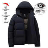 安踏四防科技面包羽绒服男士冬季防泼水防油污连帽短款保暖运动外套 【店长推荐-L码充绒175g】黑-3 S 男165 （建议90-100斤）