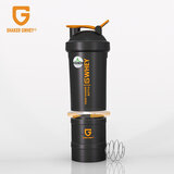 GWHEY摇摇杯蛋白粉健身运动水杯子小容量分体密封便携搅拌球刻度带粉盒 新三层 黑棕色（带两粉盒）450ml