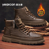 意尔康男棉鞋英伦风马丁靴男休闲高帮板鞋复古时尚工装靴潮流厚底鞋子男