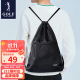高尔夫（GOLF）防泼水抽绳双肩包休闲运动背包时尚多功能轻便抽绳包束口袋 黑色