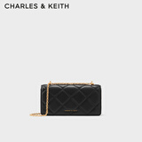 CHARLES&KEITH质感菱格链条小方钱包女包包女包生日礼物CK6-10680924 Black黑（新2.0） XS