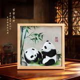 礼来蓉城蜀绣双面熊猫刺绣摆件中国特色礼物送老外出国交流成都伴手礼纪念 蜀绣-原木竹子熊猫（成都发货）