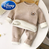 迪士尼（Disney）儿童保暖内衣套装冬季新款宝宝加绒加厚男童内衣女童秋衣秋裤童装 HD06 80 建议身高70-80cm