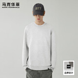 马克华菲男装潮牌春秋休闲宽松圆领街头情侣简约长袖卫衣 米灰 XL