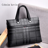 Cohnim kevin男士手提包横款牛皮公文包男休闲商务包大容量电脑包包情人节礼物 c01831 14英寸