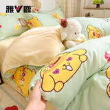 雅鹿水洗棉四件套小清新印花被套床单可水洗单人宿舍被罩四季床上用品 可爱布丁狗【柔软舒适 贴肤好眠】 2.0m 床单款 四件套-被套200*230cm